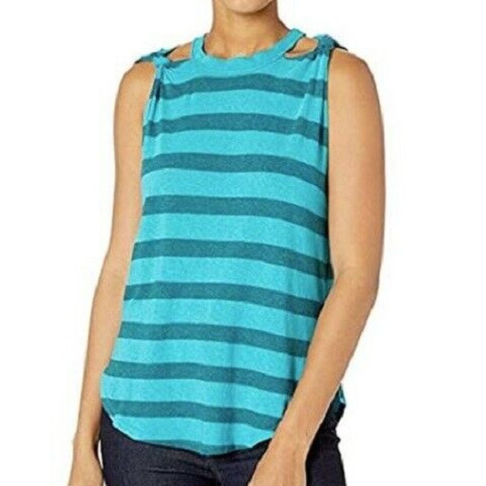 We The Free XS Jungle Teal Stripe Top NWT CU49